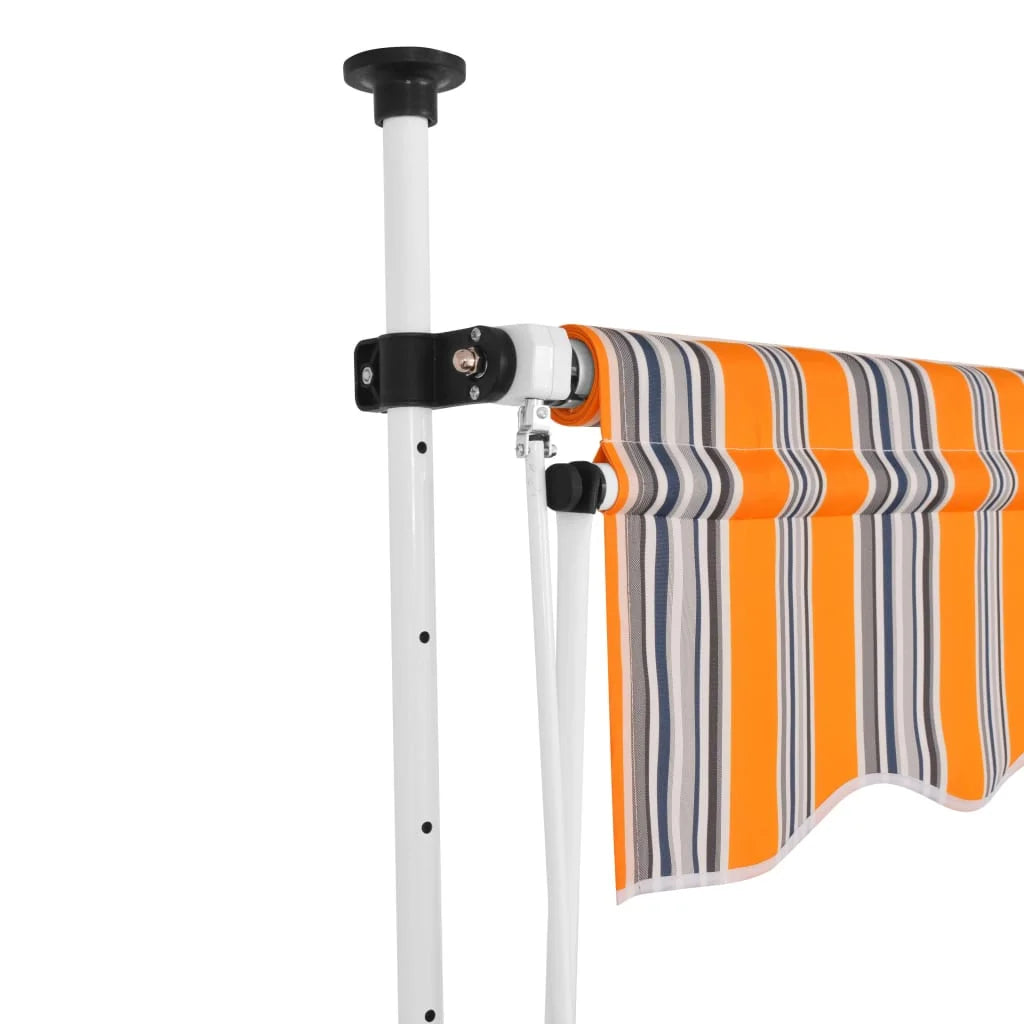 Yellow and Blue Stripes Manual Retractable Awning V51251