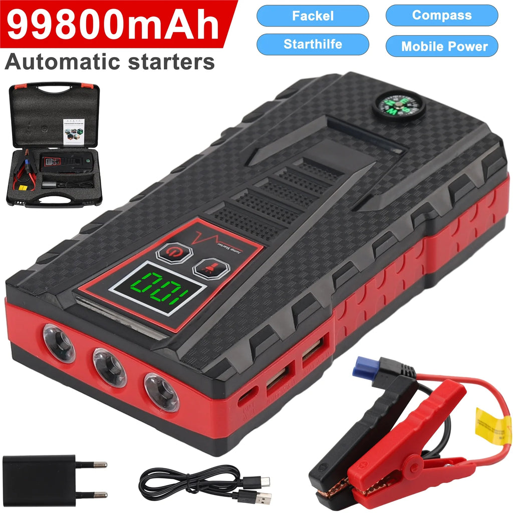 Car Jump Starter 5000A Peak 99800mAh Battery Portable Power Bank Y466