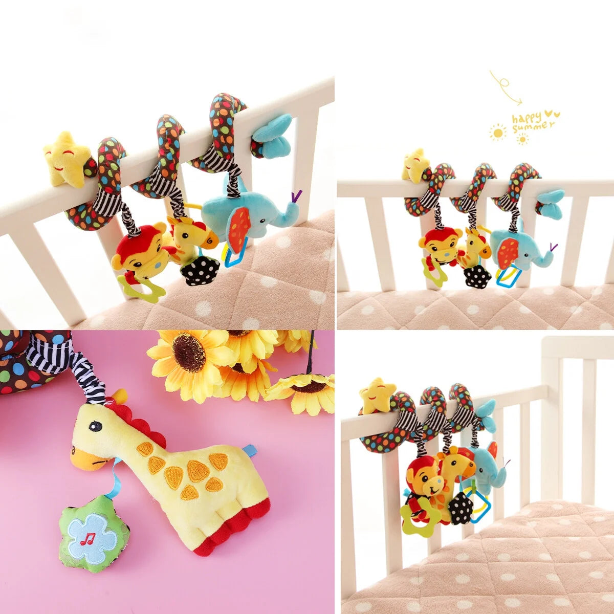 Baby Stroller Wrap Around Toys Infant Car Seat Activity Spiral Plush Toy L67411