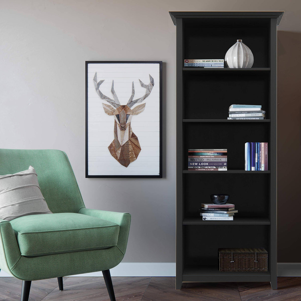 Solid Wood 5 Shelf Bookcase W978