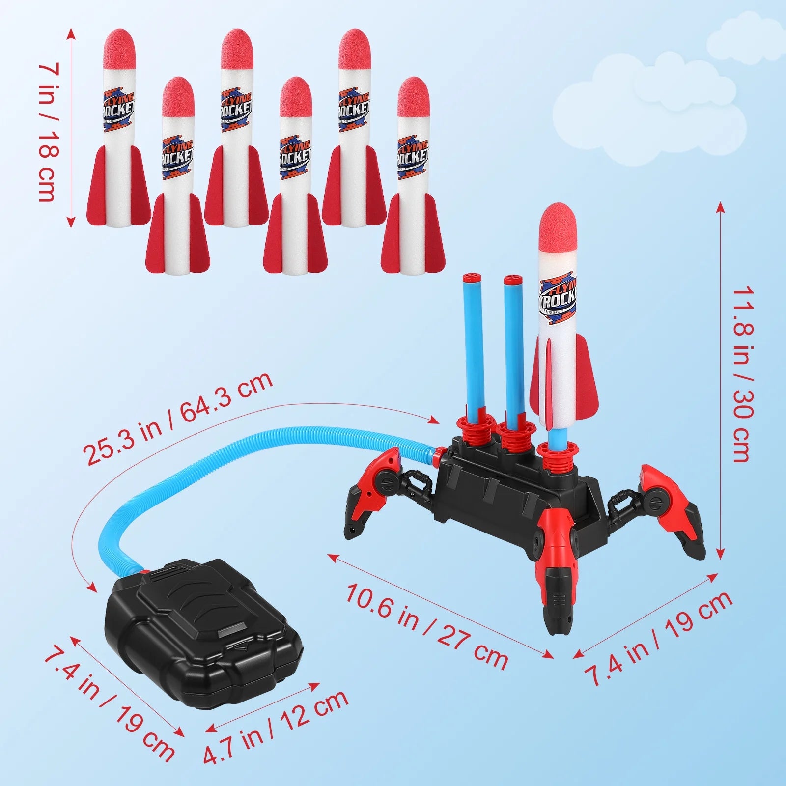 1 Set Outdoor Rocket Launcher Toy Foam Rockets X29760