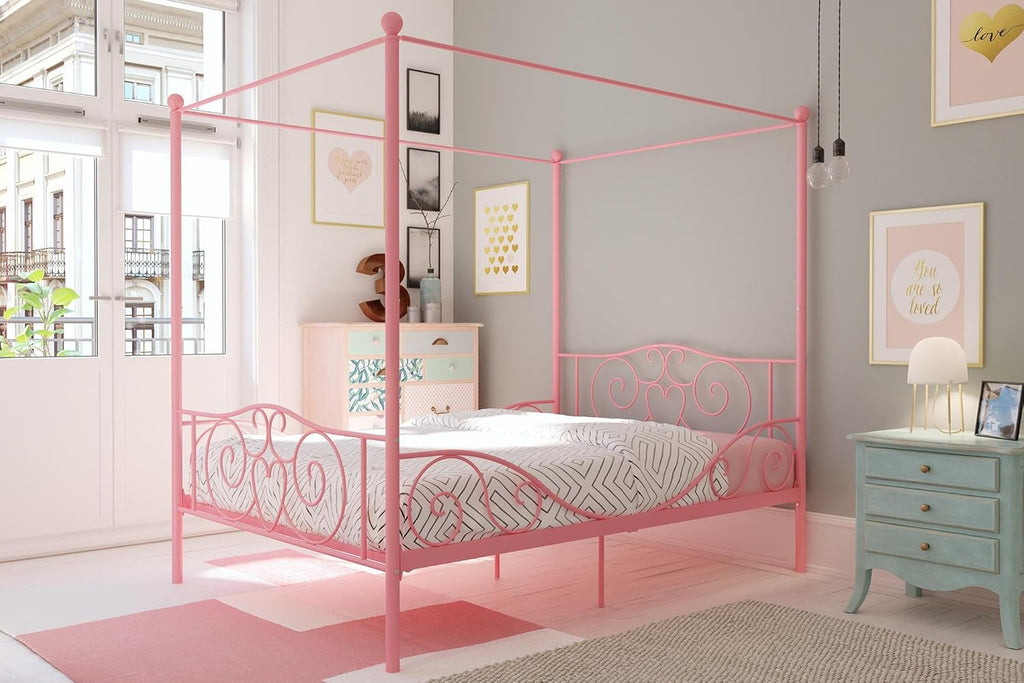 Twin Size Metal Canopy Bed with Bed Frame I846815