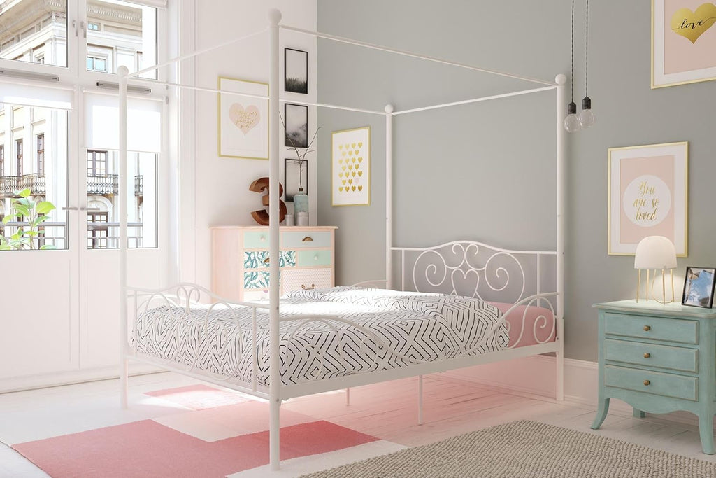Twin Size Metal Canopy Bed with Bed Frame I846815
