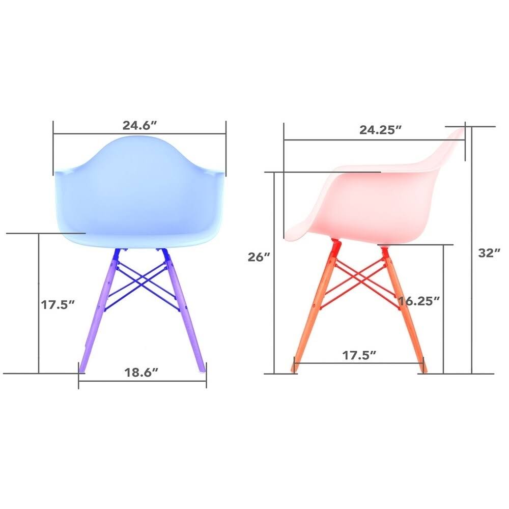 Light Yellow Molded Plastic Dining Arm Chair with Black Wood Legs (Set of 4) K492