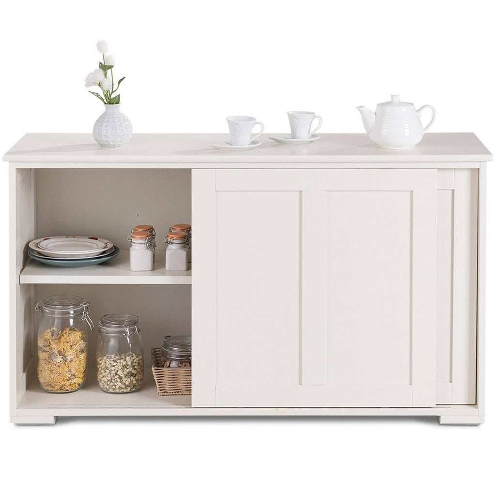 White Kitchen Storage Cabinet with Sliding Door N2654