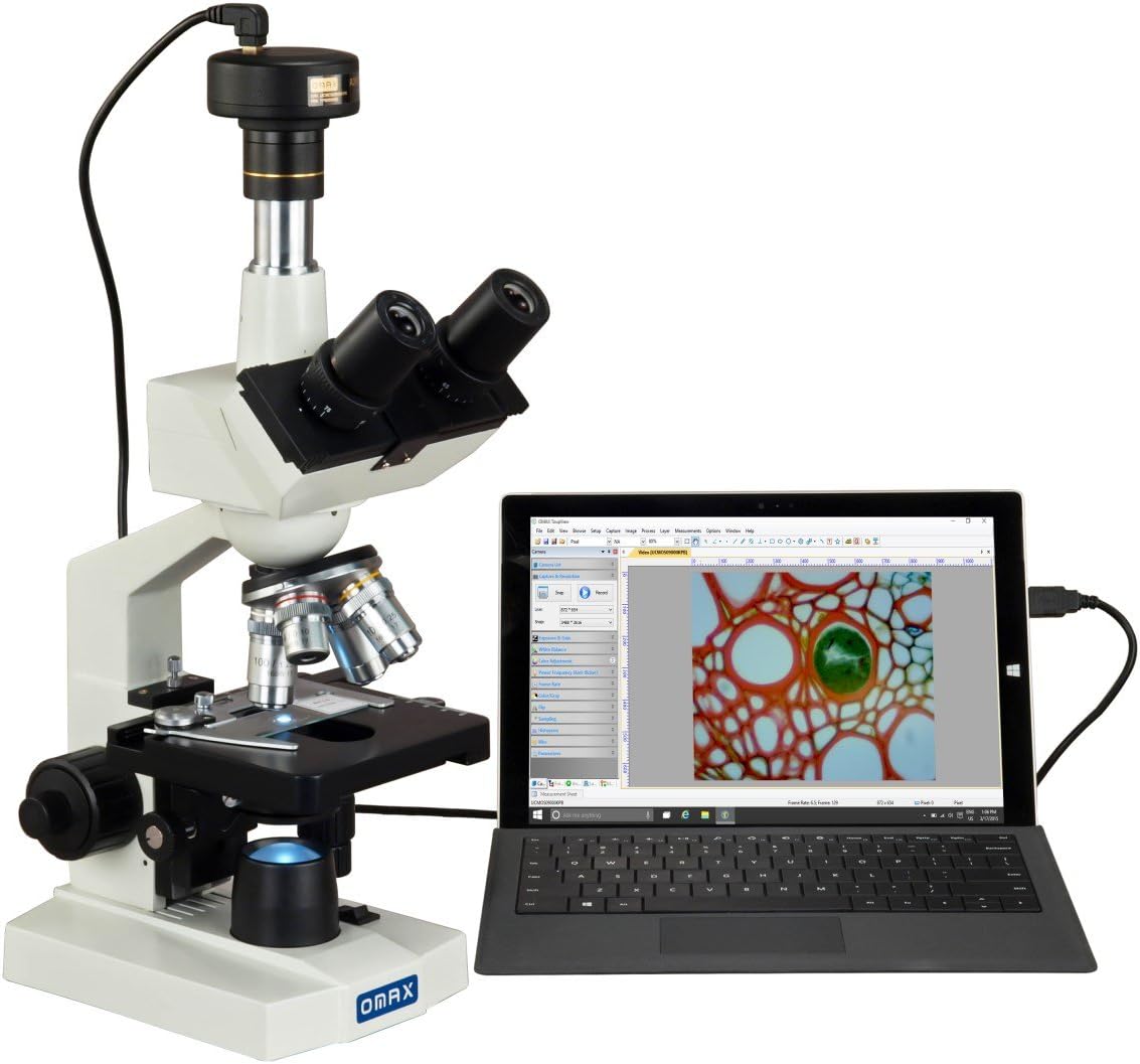 40X-2000X Digital Lab Trinocular Compound LED Microscope with 5MP Digital Camera and Double Layer Mechanical Stage H414051