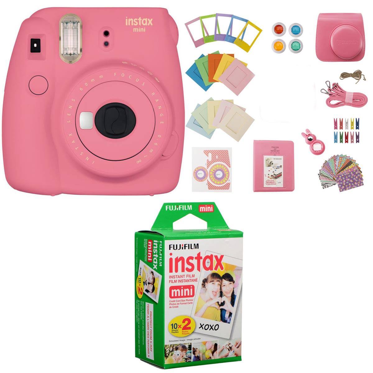 Flamingo Pink Instax Mini 9 Camera with 20 Exposures Instant Film W408