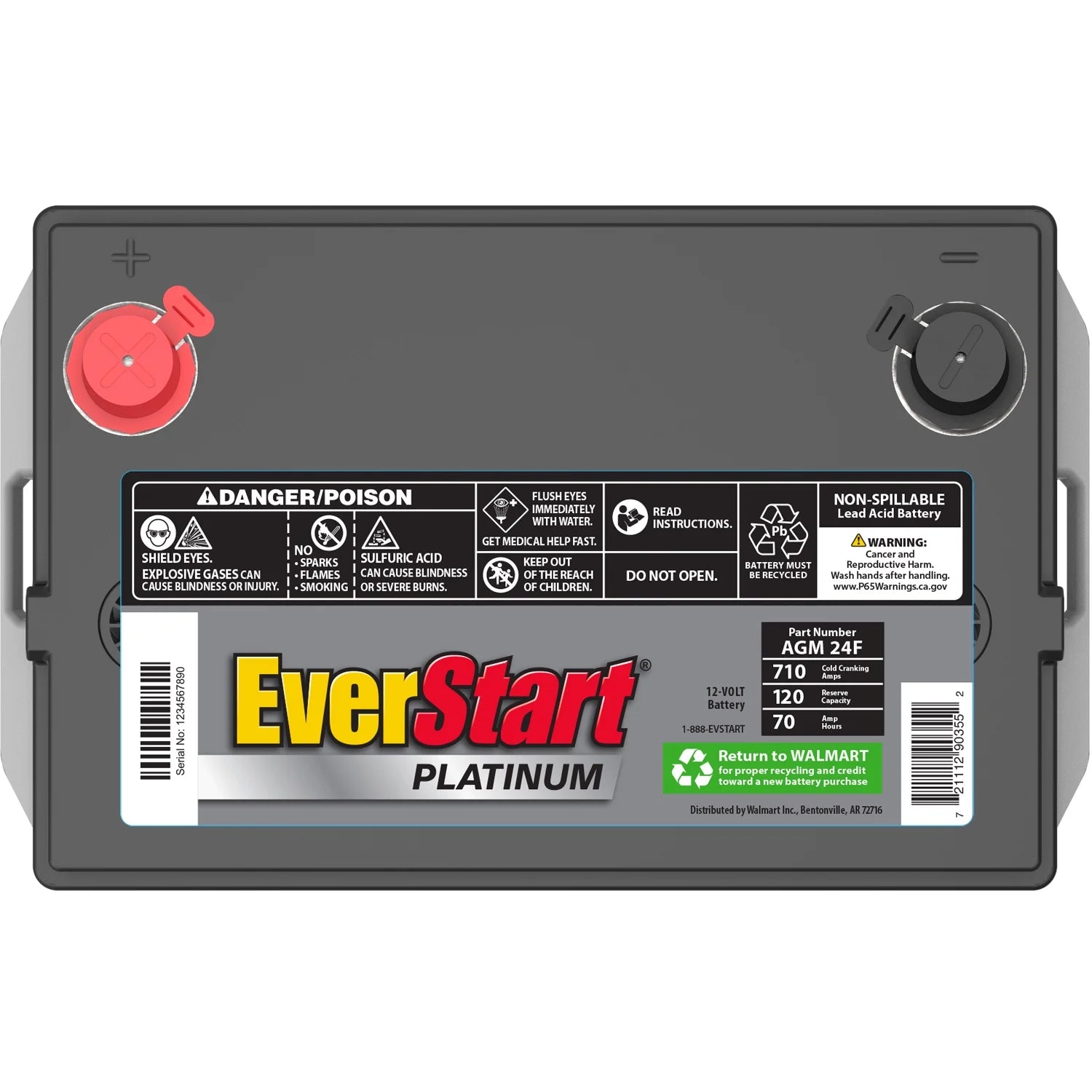 AGM Automotive Battery, Group Size 24F 12 Volt, 710 CCA I47430