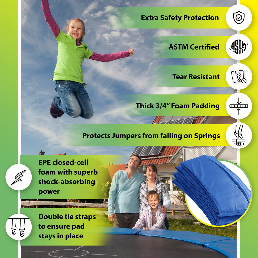 Blue 3/4" Foam Trampoline Replacement Safety Pad for 10 FT. Round Frames T5268