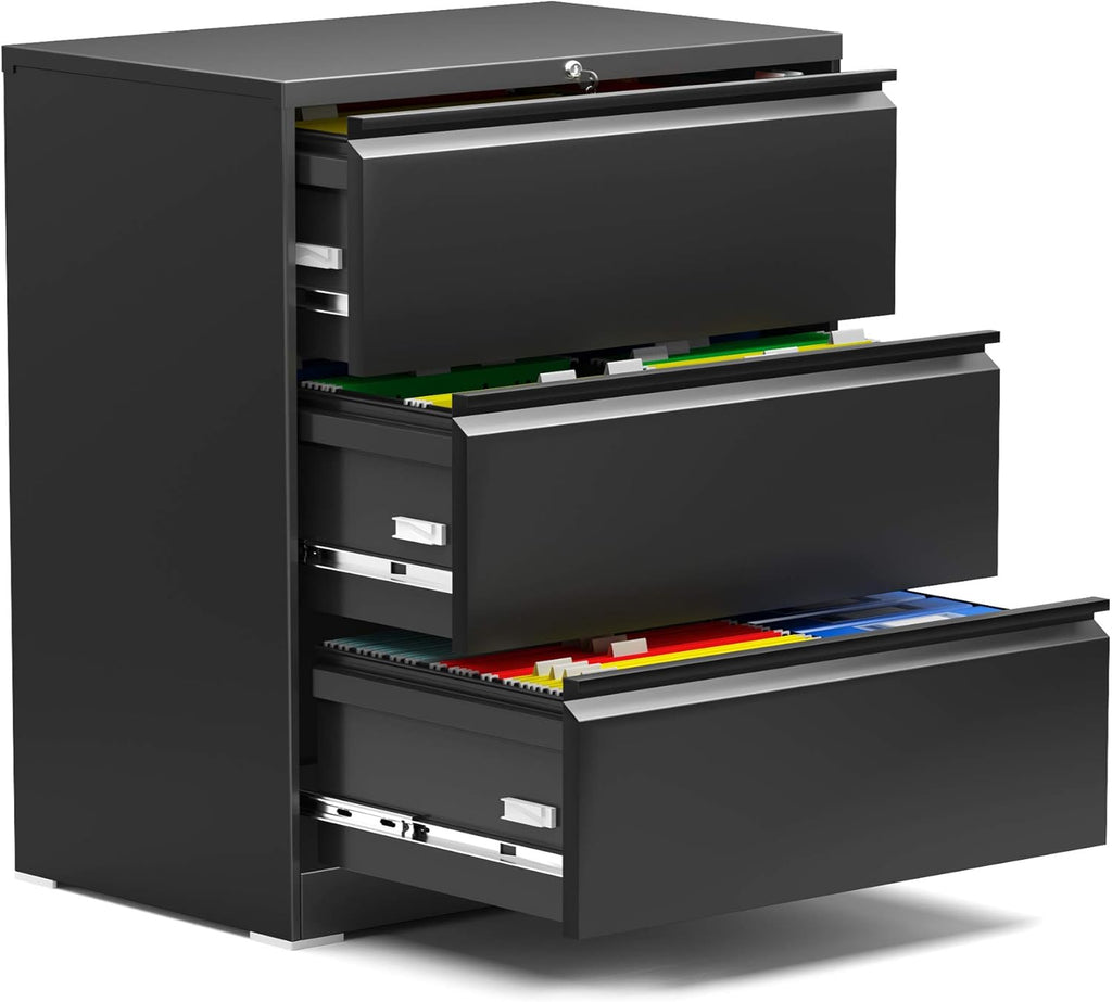 3 Drawer Metal Lateral File Cabinet with Lock W12493