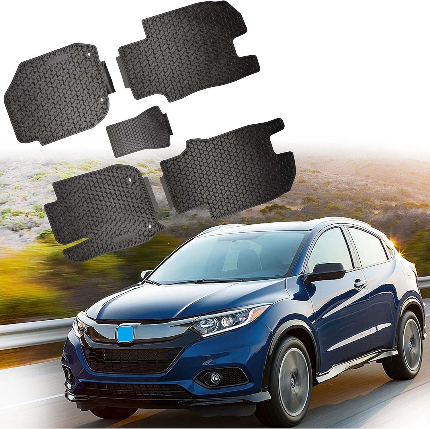 Rubber All Weather Floor Mats Set for Front and Rear Seat F54536