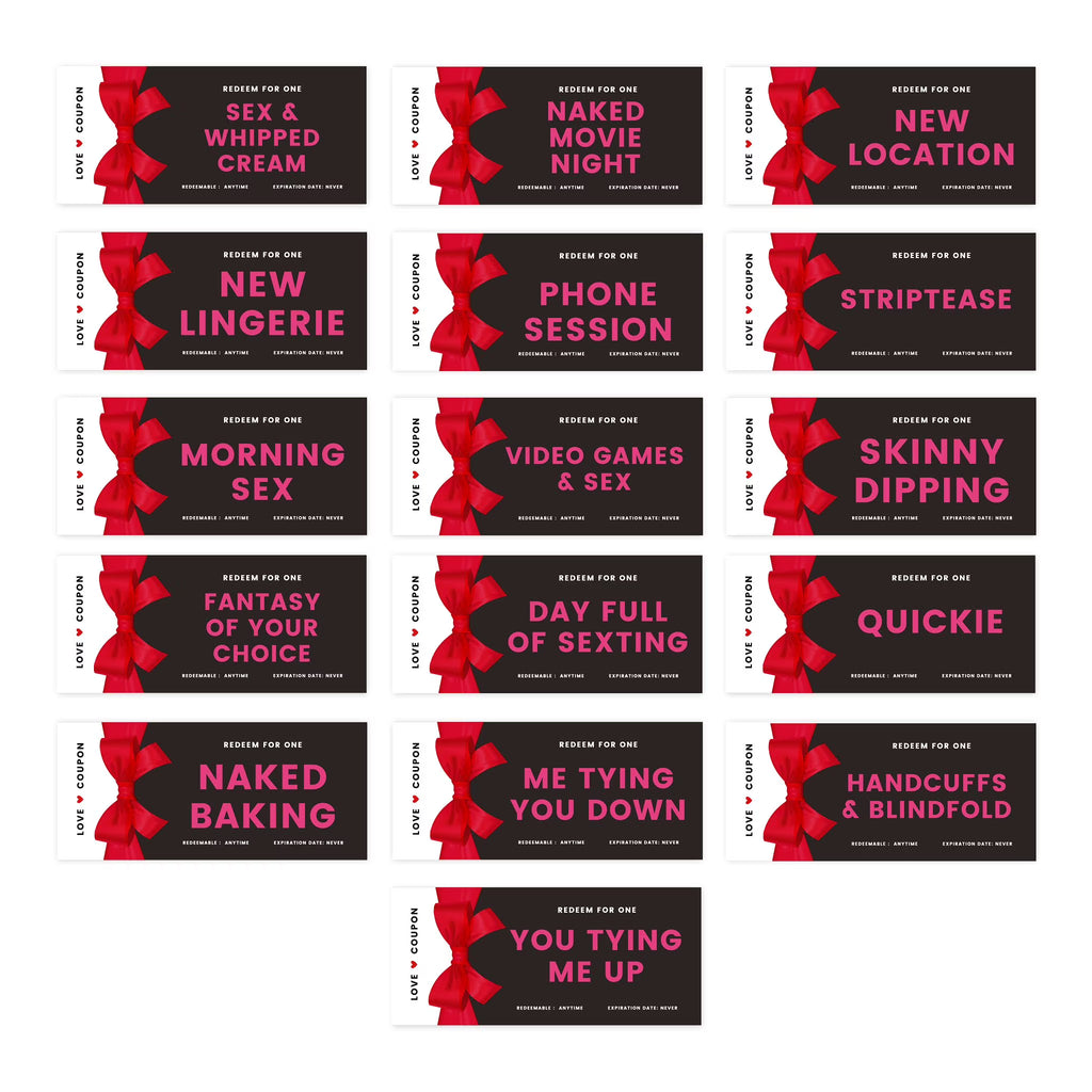 Red Bow Naughty Sexy Love Coupons, 16-Pk R80481