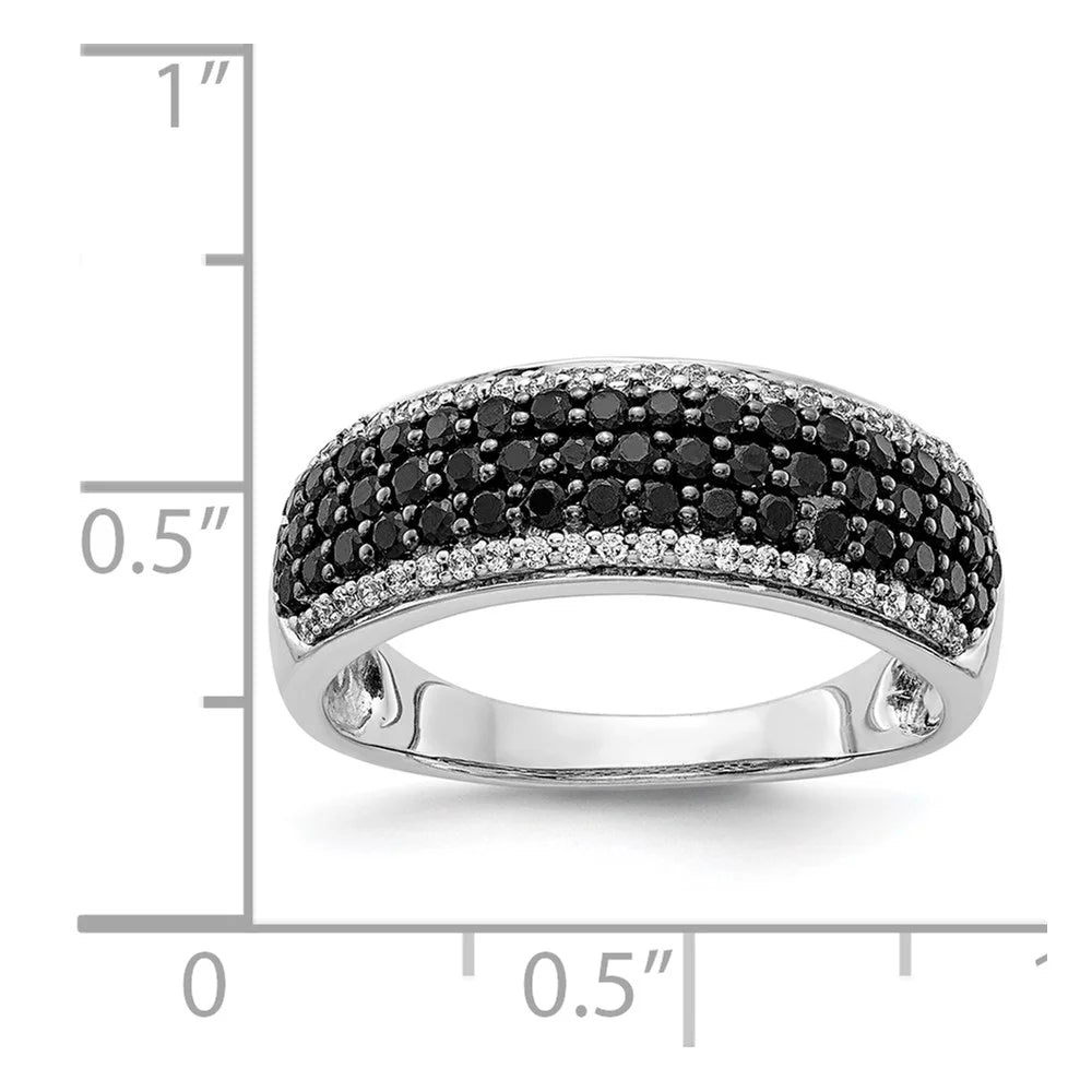 14kt White Gold White and Black Diamond Band Ring Size 7 E818062