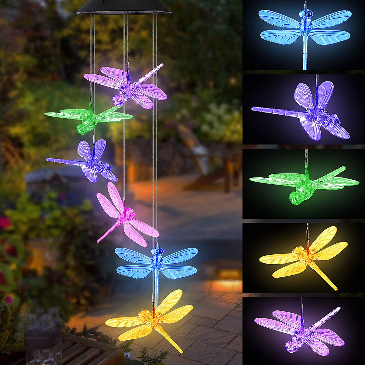 Color Changing Dragonfly Wind Chime Spiral Spinner Wind Mobile U842563