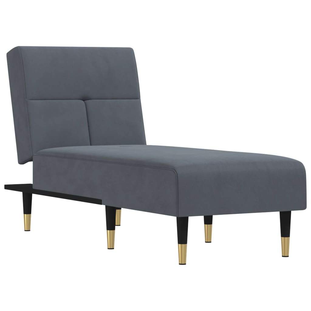 Dark Gray Velvet Chaise Longue X21953