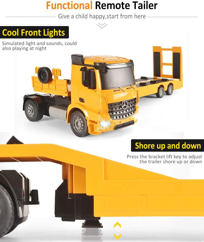 RC Semi Truck Excavator Toys Remote Control Trailer Truck Construction Vehicles Toy with Sound and Lights S518