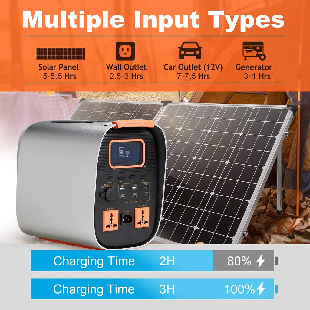 Portable Power Station, 729Wh LifePO4 Battery Solar Generator Z810433