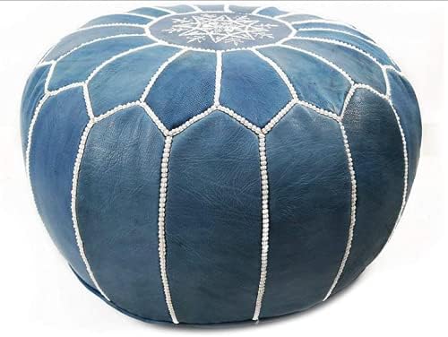 Blue 20 inches Embroidered Genuine Pouf M702