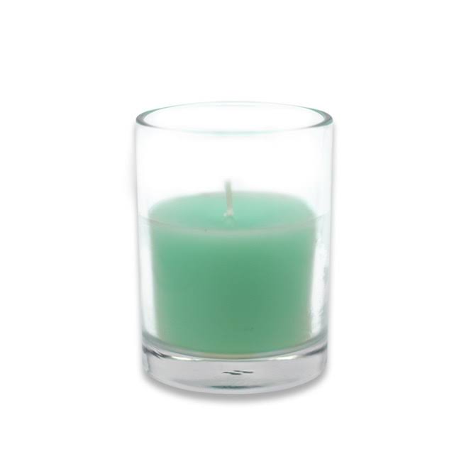 96 Pcs Aqua Round Glass Votive Candles R462223