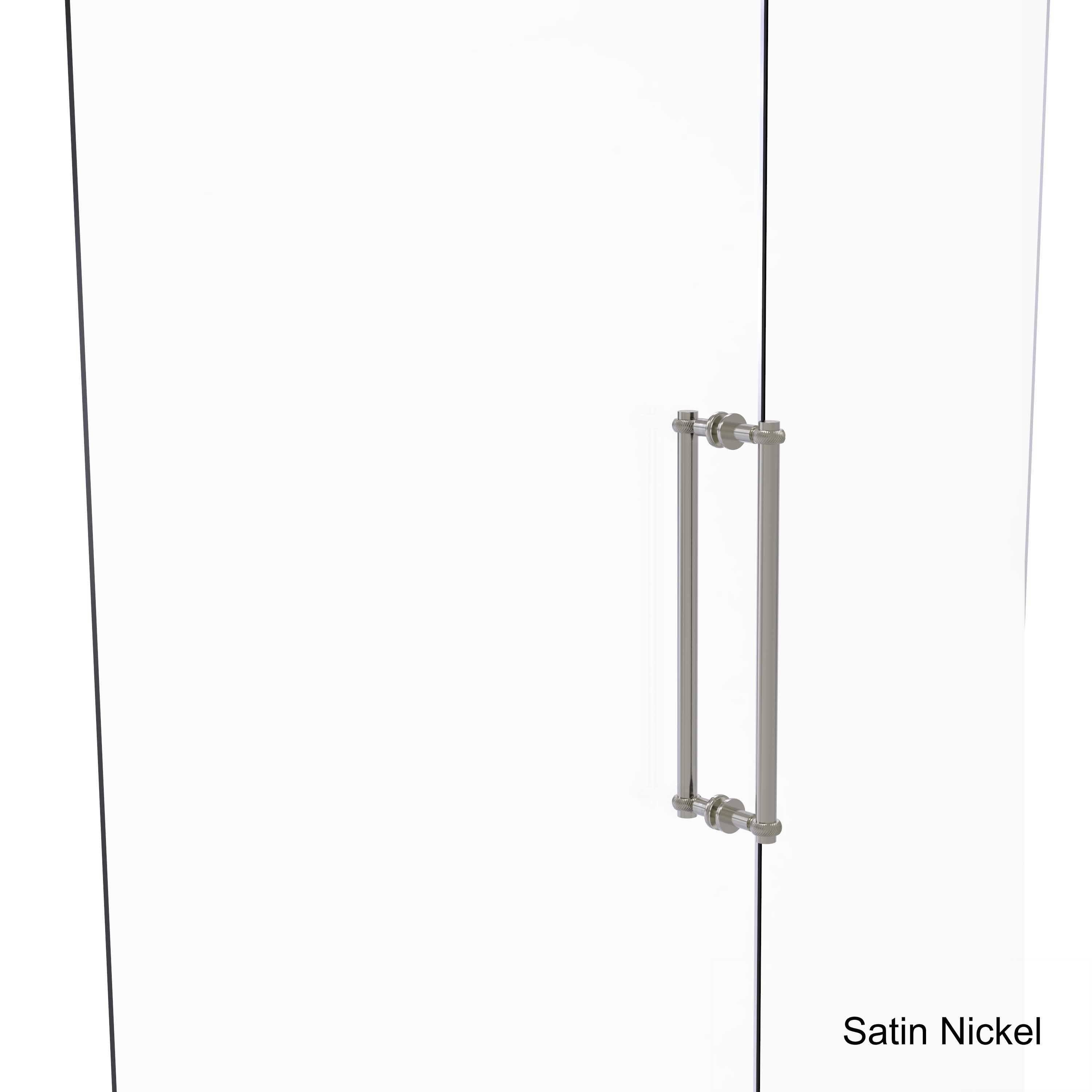 18 in. Contemporary Shower Door Pull with Twisted Accent Satin Nickel M74239