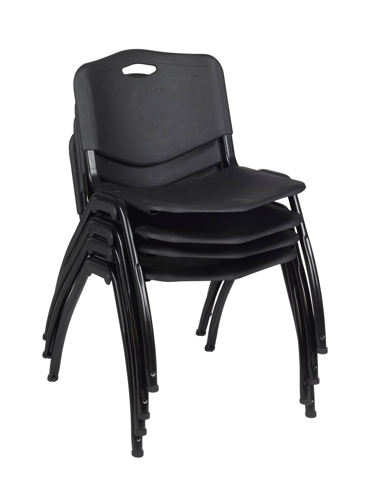 Grey Black Square Breakroom Table with 4 Stack Chairs K4071
