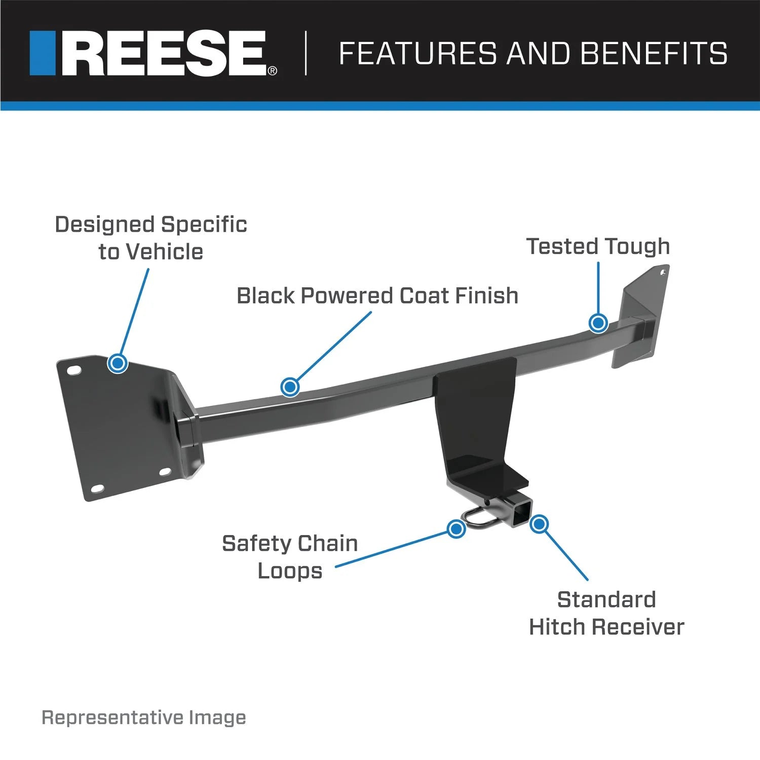 Class 1 Trailer Hitch, 1-1/4 Inch Square Receiver, Black C9958