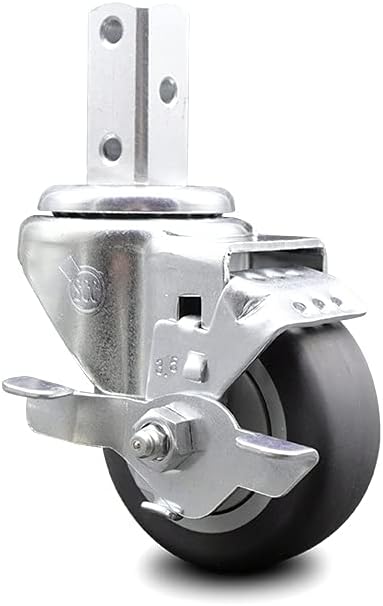 Swivel Square Stem Caster Set 4 with Gray Thermoplastic Rubber Wheel H773