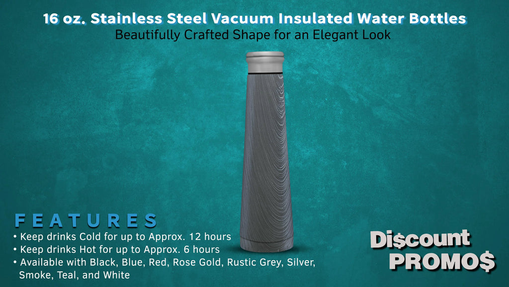 16 oz Vacuum Insulated Water Bottles Set, Rustic Grey J7791