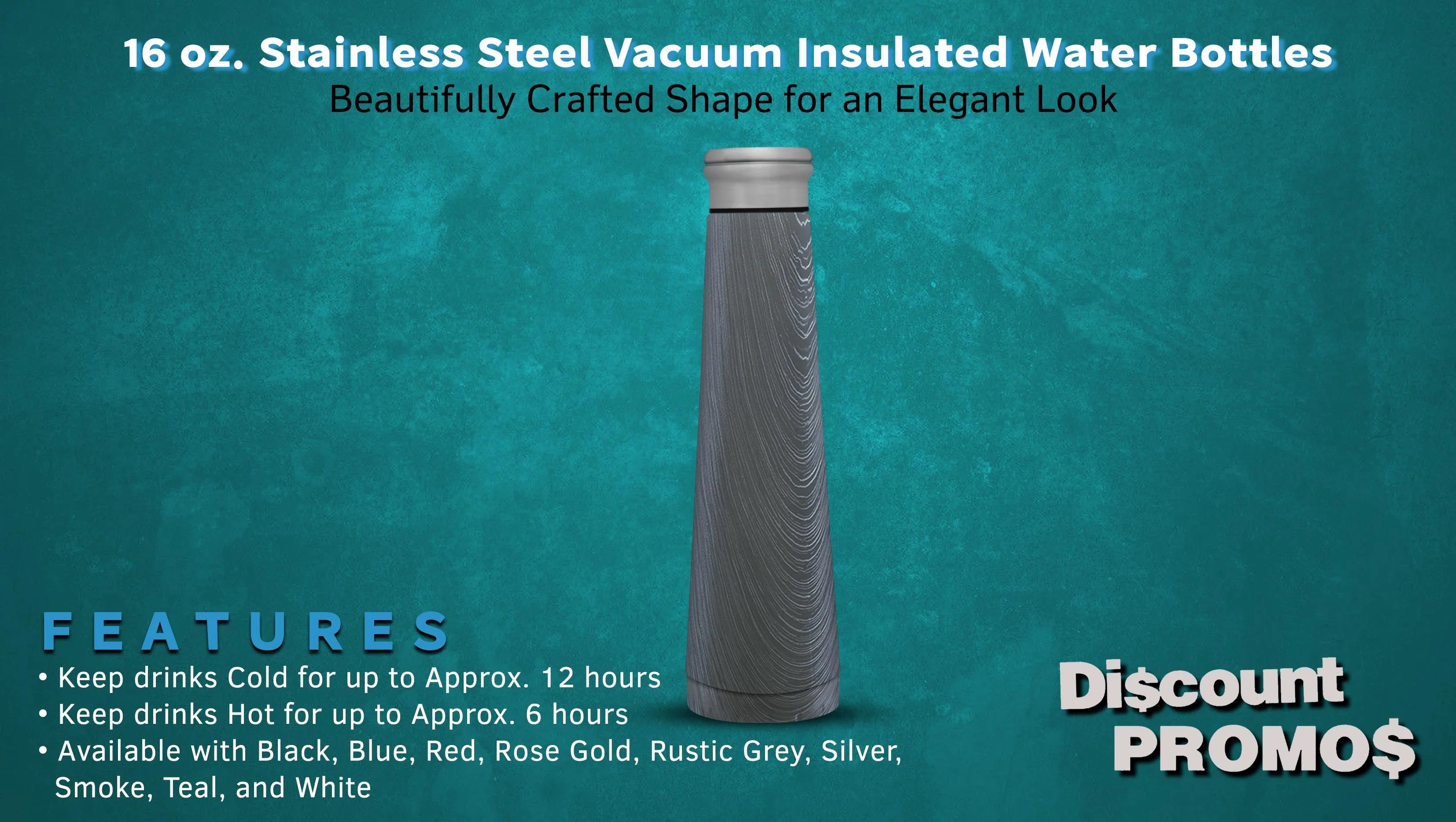 16 oz Vacuum Insulated Water Bottles Set, Rustic Grey J7791