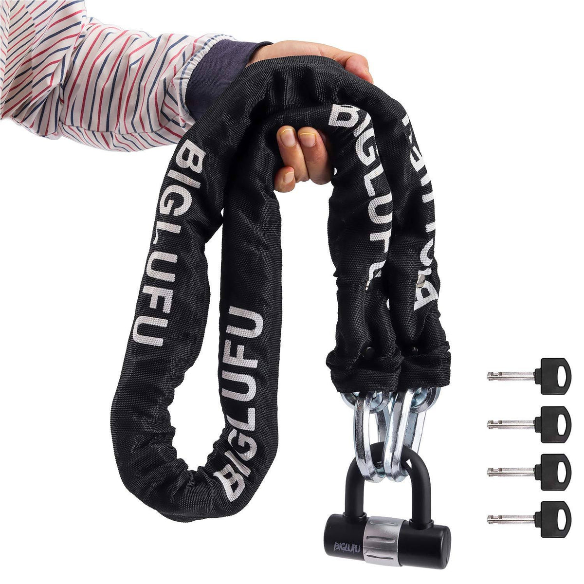 Heavy Duty 150cm/5ft Cut Proof 12mm Thick Square Chains with 4Keys 16mm U Lock I57287