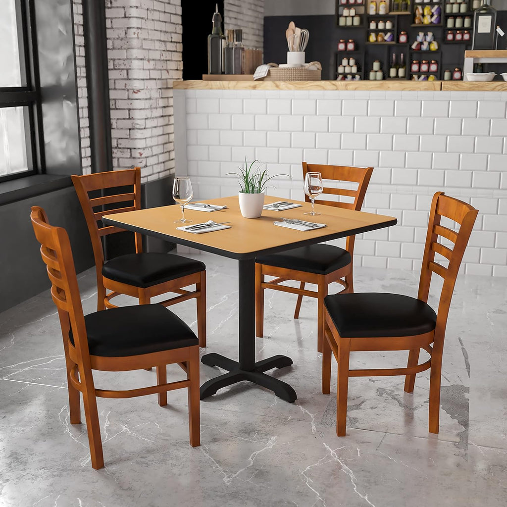 Black Vinyl Seat Ladder Back Chair W8369