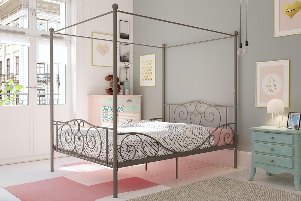 Twin Size Metal Canopy Bed with Bed Frame I846815