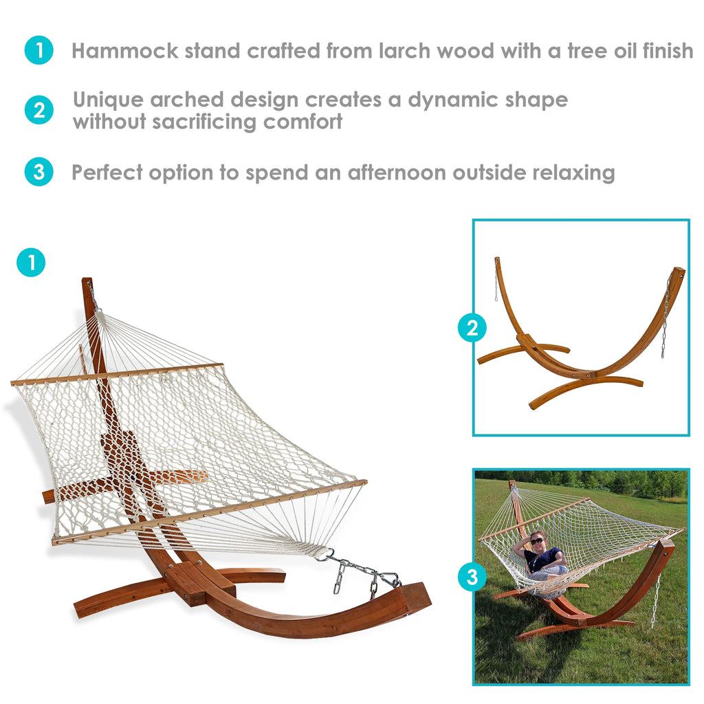 White 13' Double Rope Hammock with Wooden Stand V553458