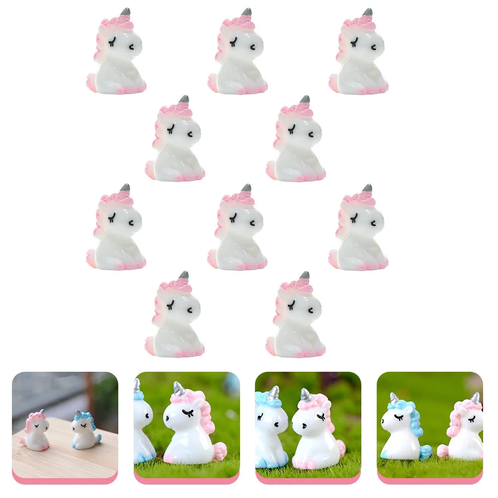 10pcs Miniature Unicorn Figurine Ornaments N513