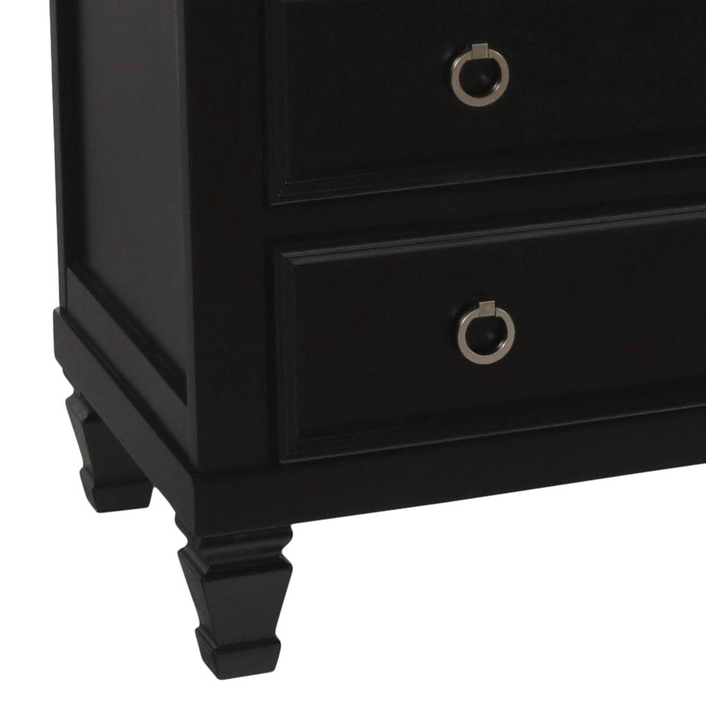 3 Drawer Wood Media Chest with Open Compartment Black E321040