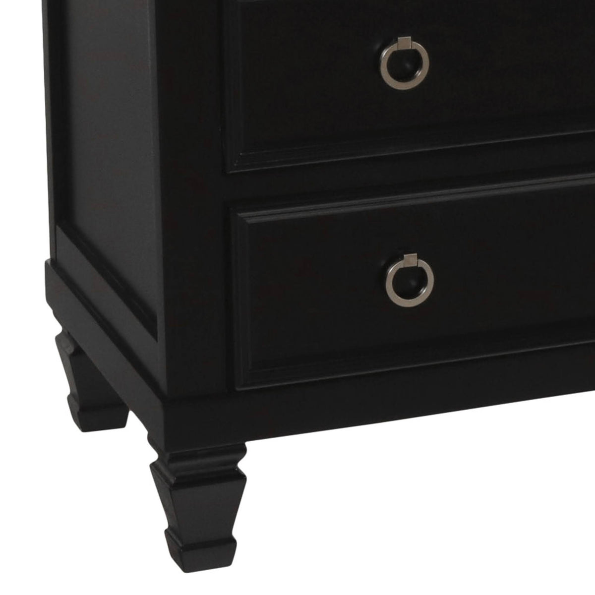 3 Drawer Wood Media Chest with Open Compartment Black E321040