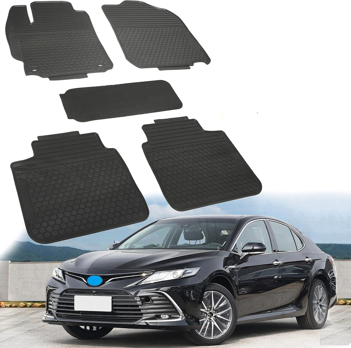 Rubber All Weather Floor Mats Set for Front and Rear Seat F54536