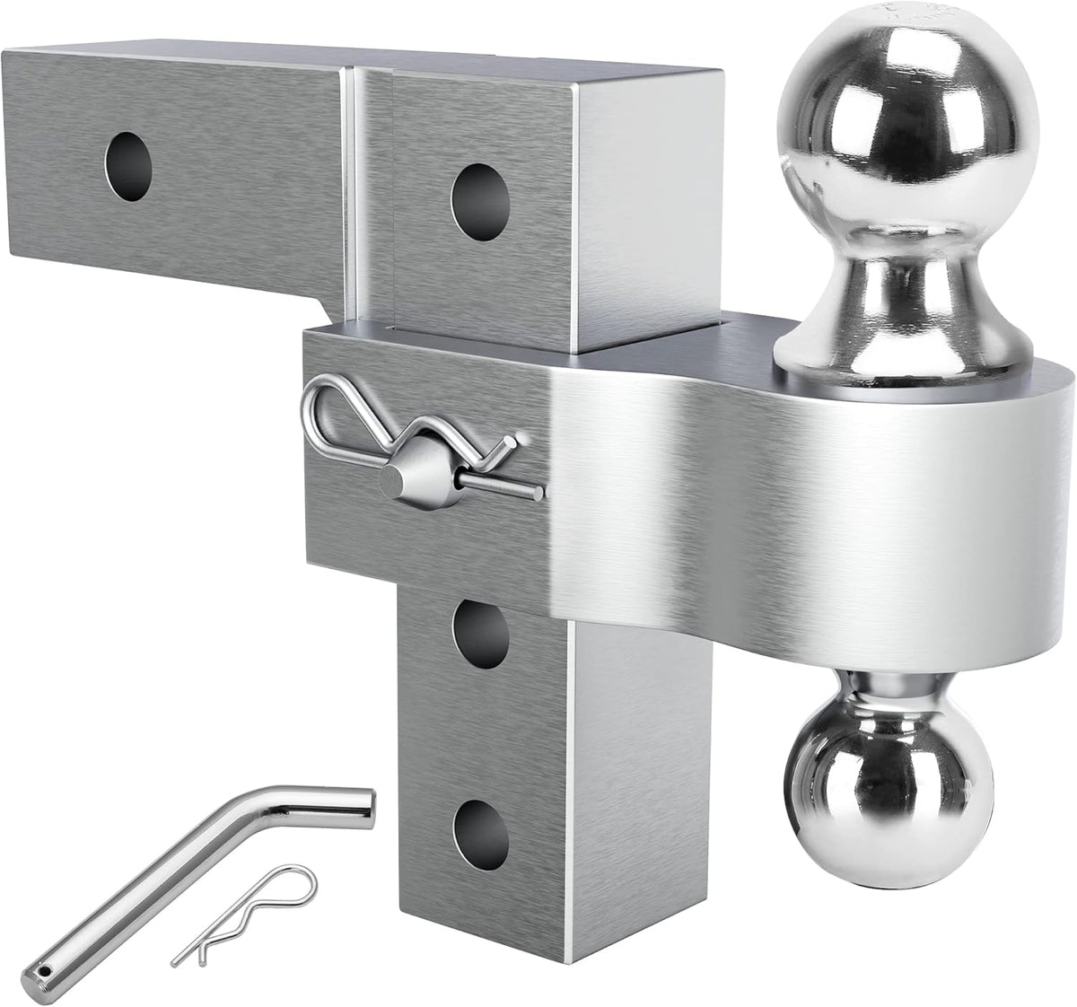 Adjustable Trailer Hitch Ball Mount, 2-Inch Receiver, 6-Inch Drop, Forged Aluminum Shank, 2'' & 2-5/16'' Combo Tow Balls, Stainless Steel Pins, Blue G97920
