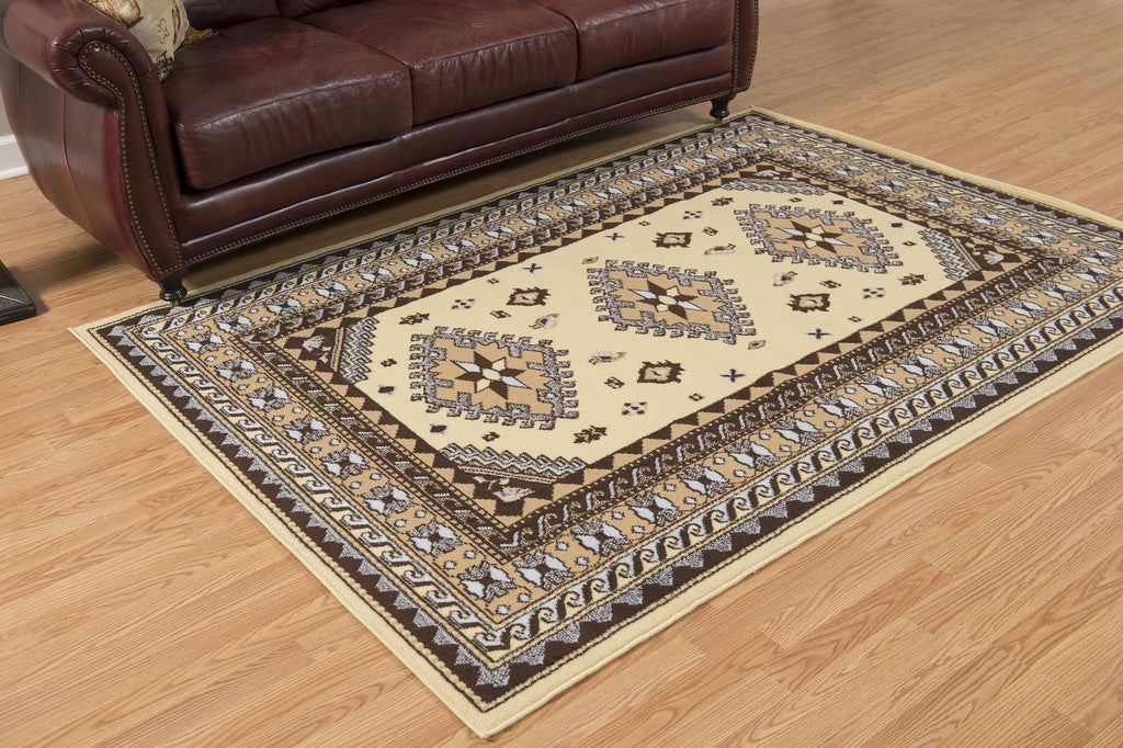 Ivory Bordered Area Rug E22149