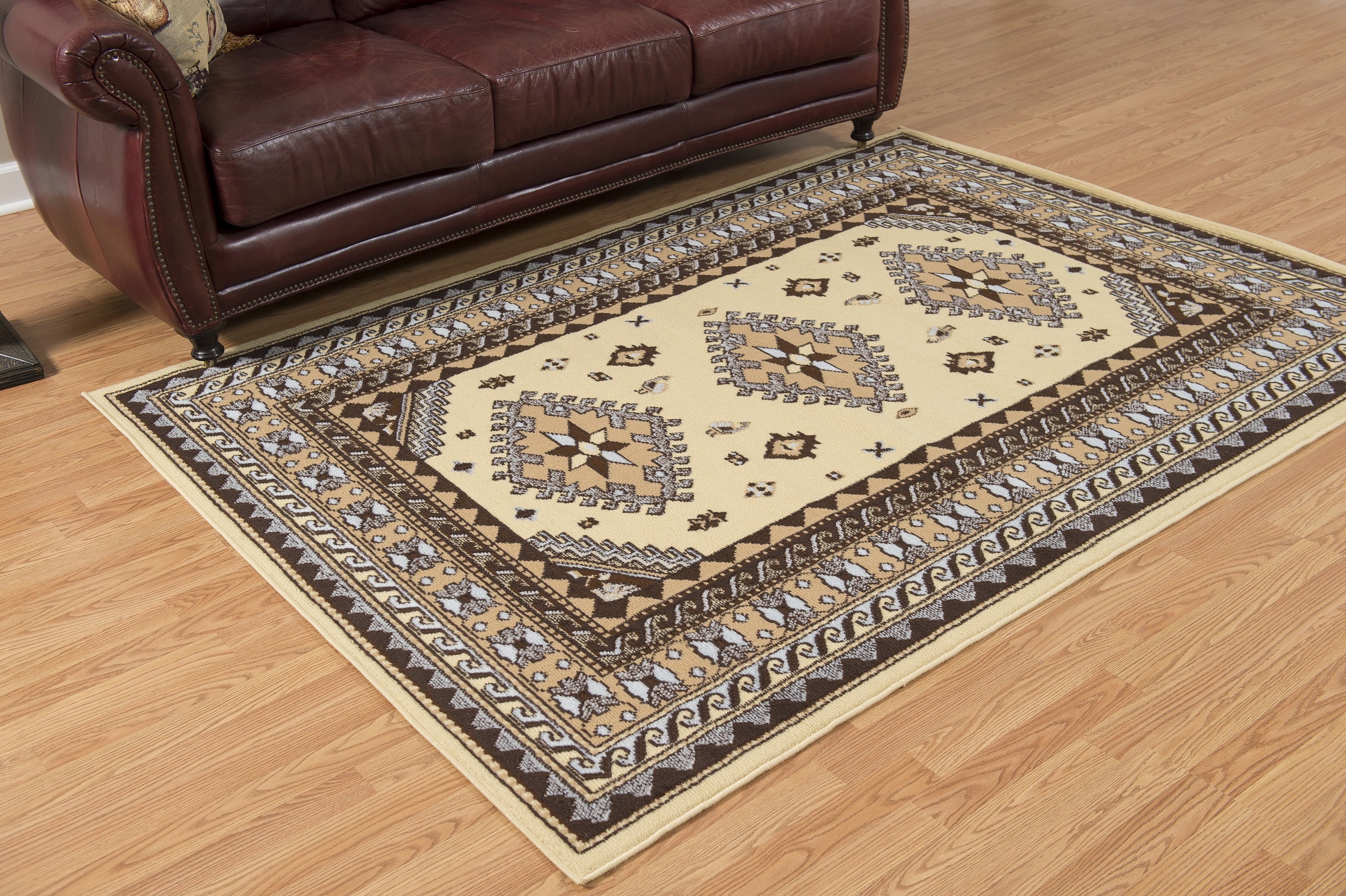 Ivory Bordered Area Rug E22149