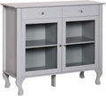 Retro Style Kitchen Sideboard Buffet Storage Cabinet with Glass Doors and Drawers K856