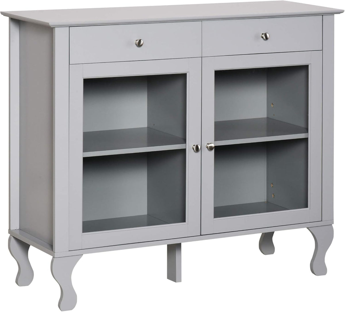 Retro Style Kitchen Sideboard Buffet Storage Cabinet with Glass Doors and Drawers K856