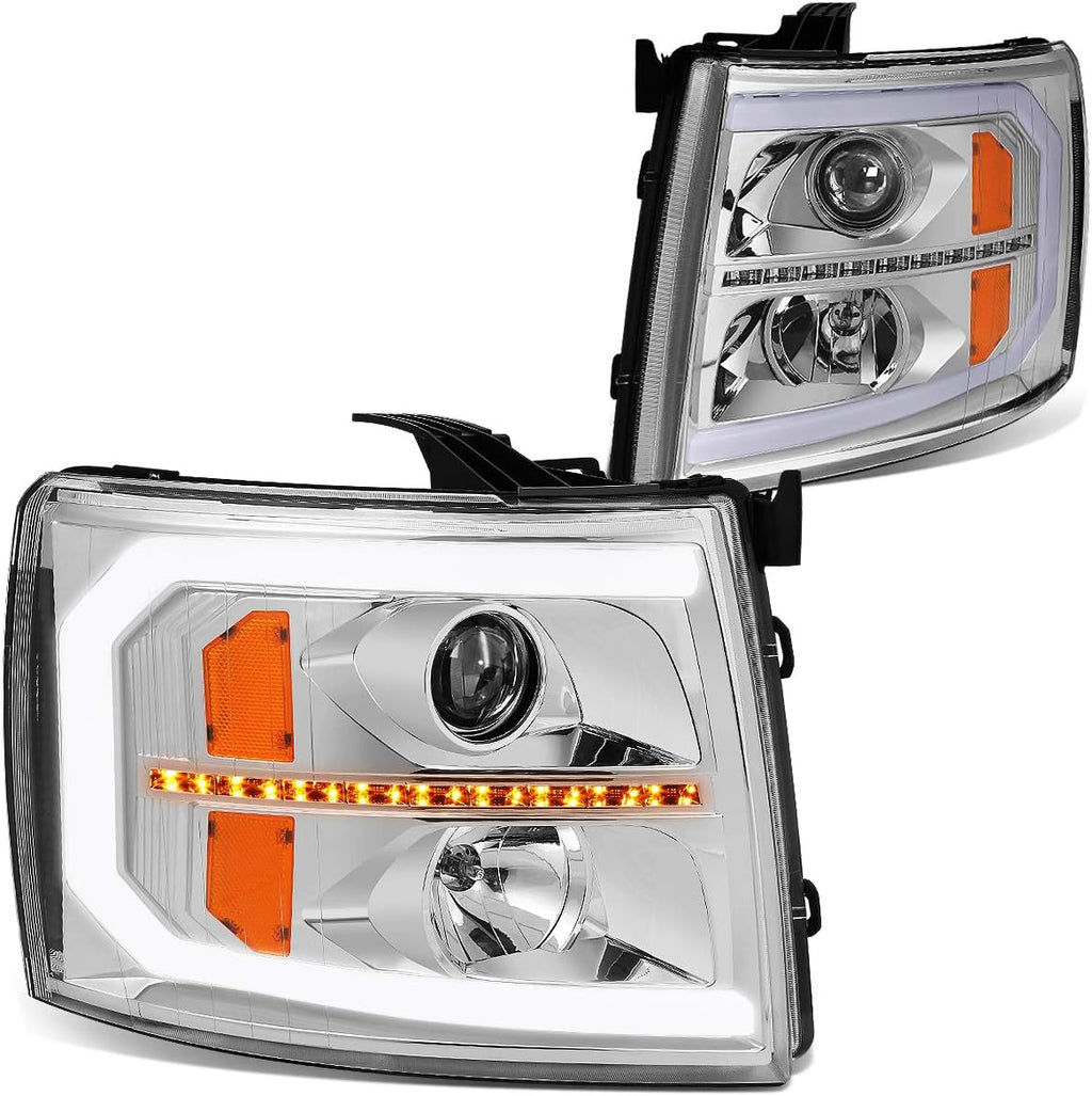 Smoke Lens LED Projector Headlights Assembly for Chevy Silverado Z444