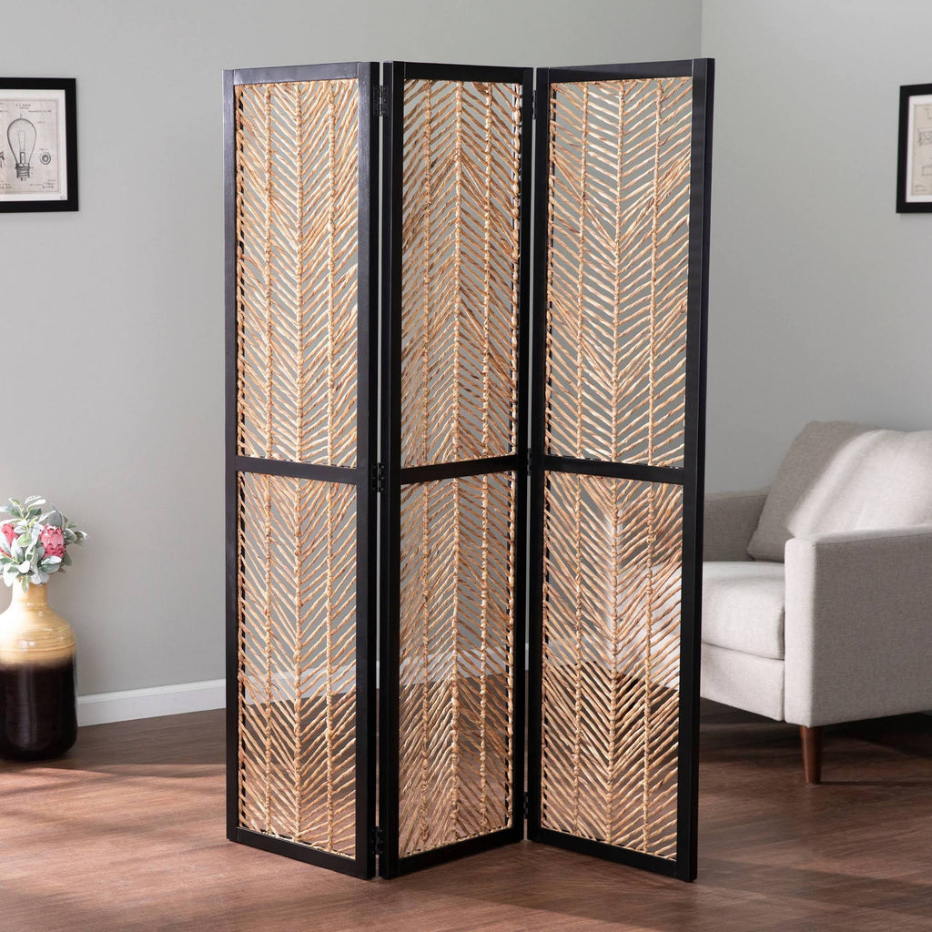 Woven Room Divider Black/Natural U140