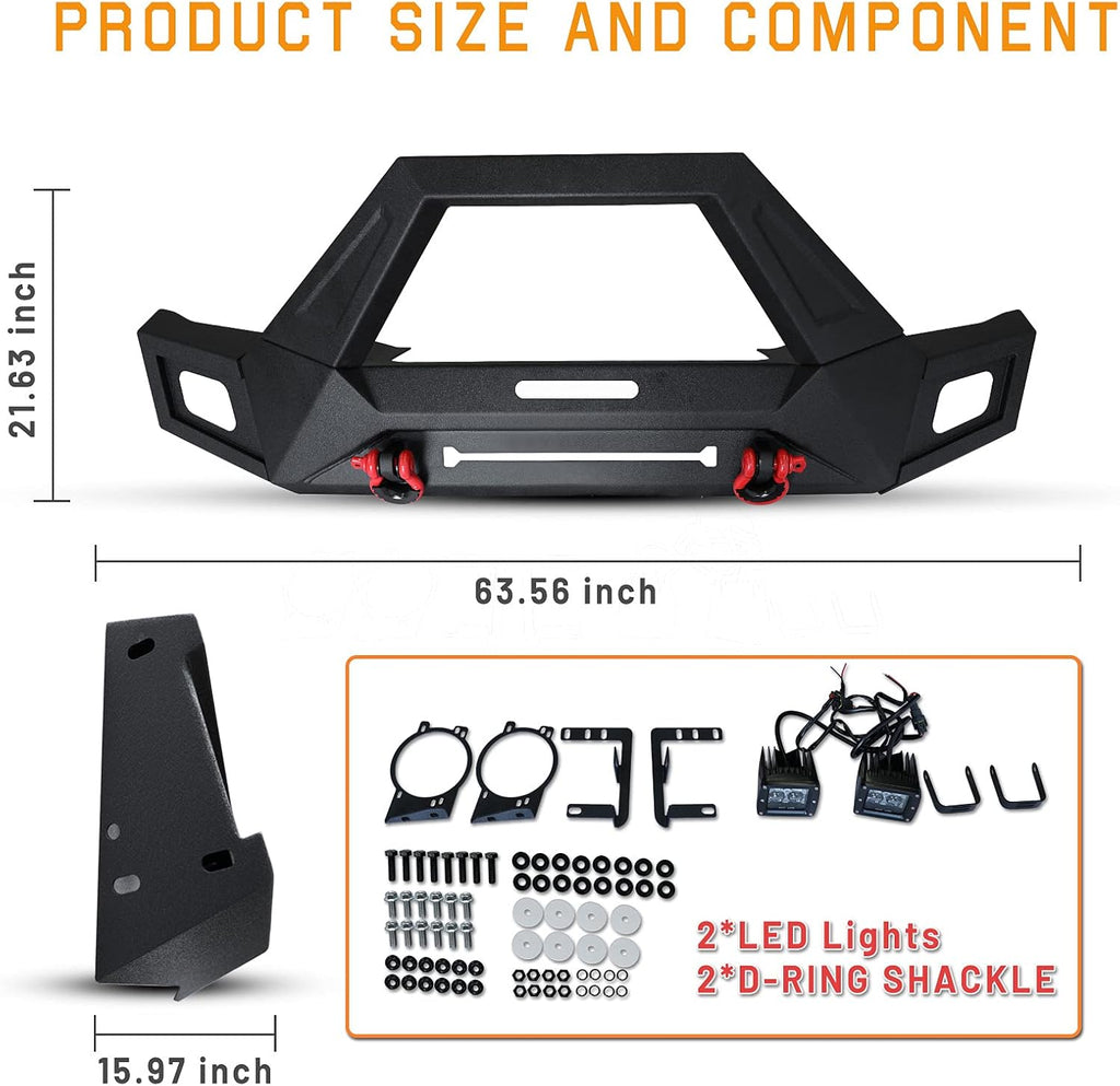 Front Bumper with Winch Plates and LED Lights Assembly P334911