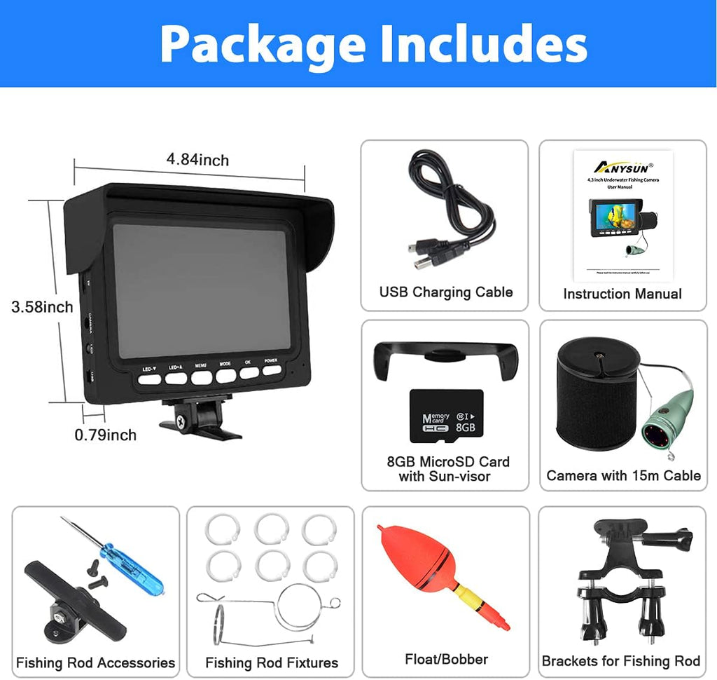 4.3 Inch IPS Monitor IP68 Waterproof Fish Camera with DVR C2673