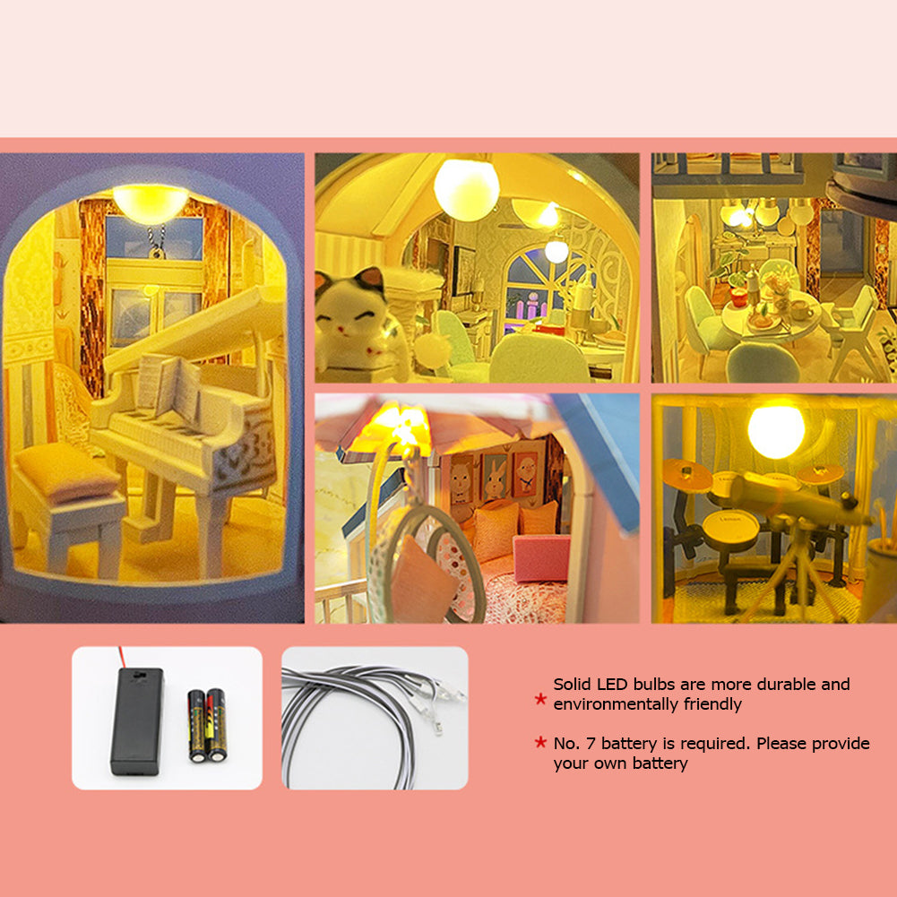 Miniature 3D Wooden Dollhouse Kit with LED M101