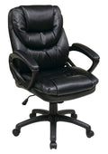 Faux Leather Manager's Chair with Padded Arms Black A87686