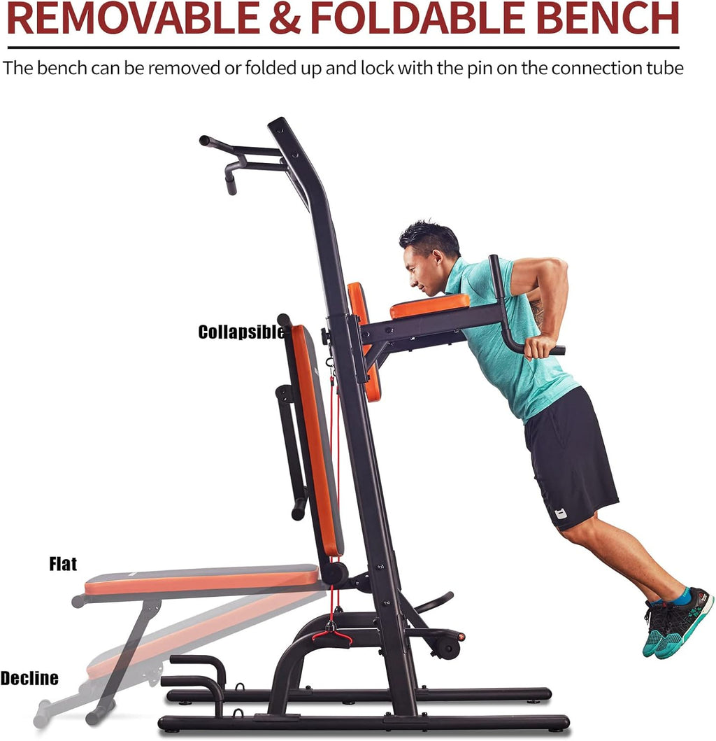 Power Tower with Bench Pull up Bar dip station O779