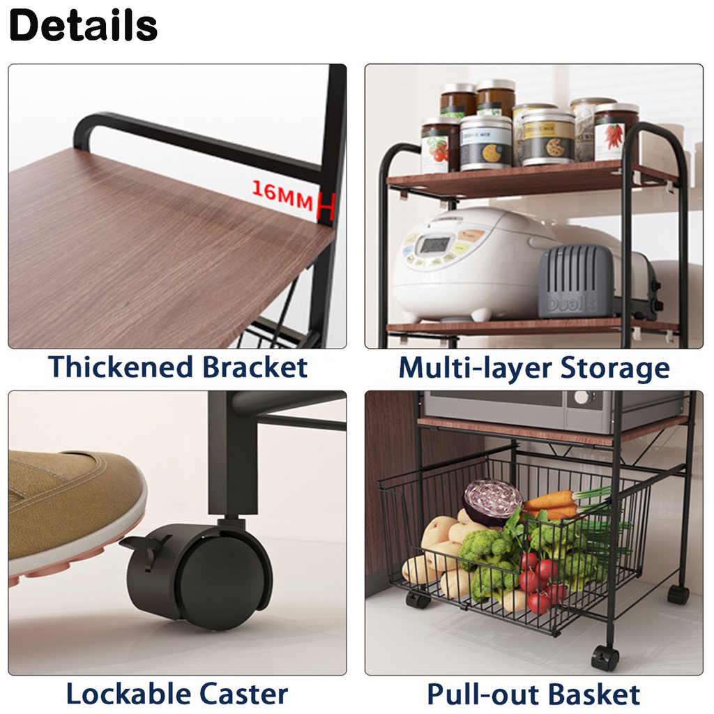 4 Tiers Kitchen Baker's Rack with Wheels P699476